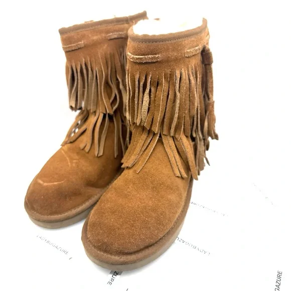 Koolaburra Tan Fringed Winter Boots - Picture 2 of 9